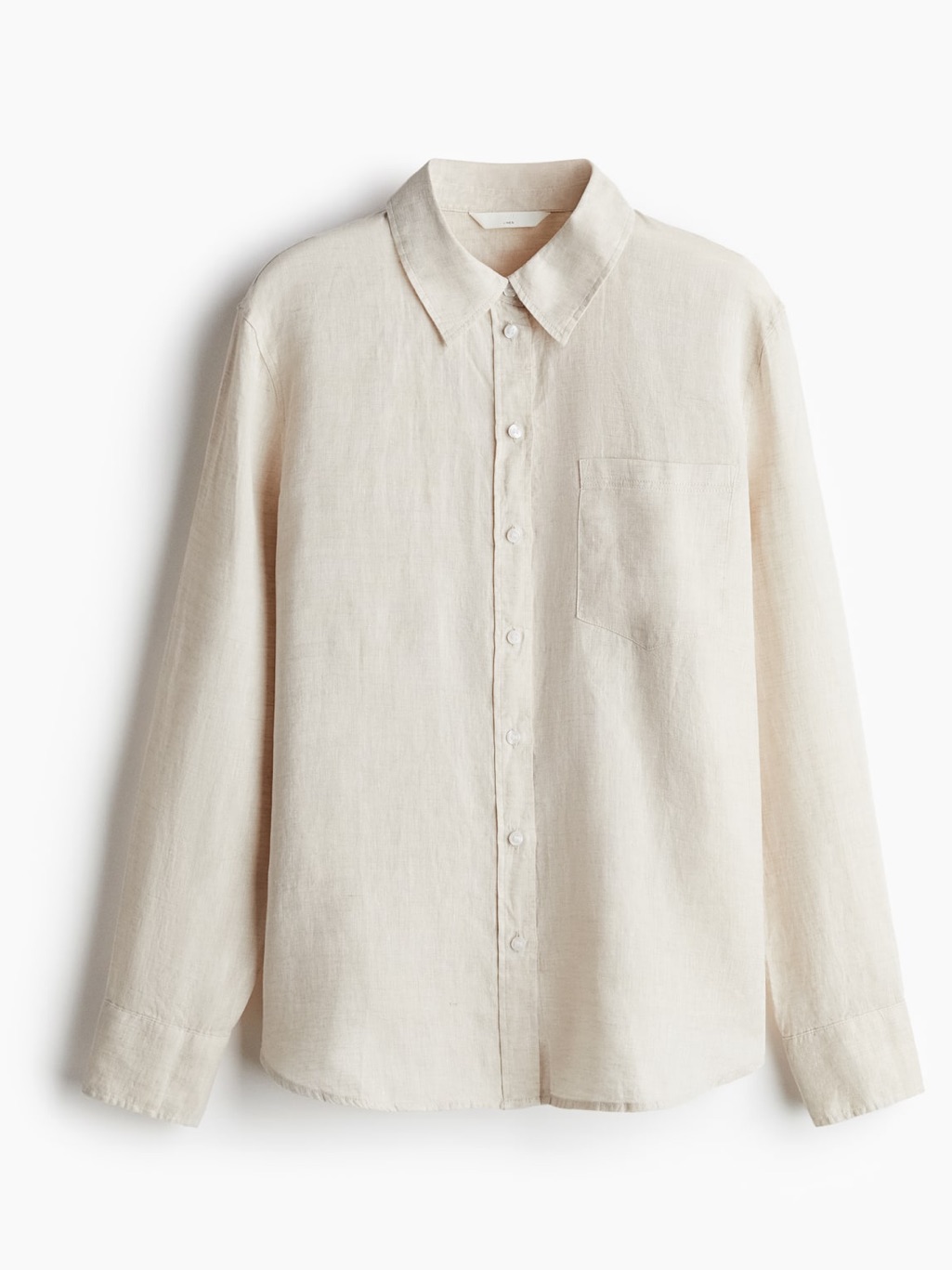 Nwt H&M Light Beige Natural Linen Button Up Shirt Size Xxl